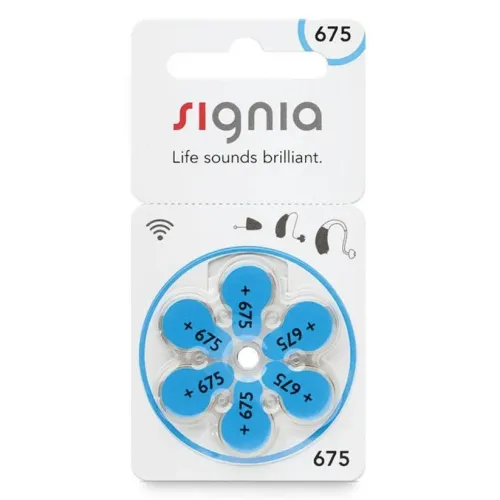 Signia size 675 Hearing Aid Batteries | 1 Packet (6 Batteries)